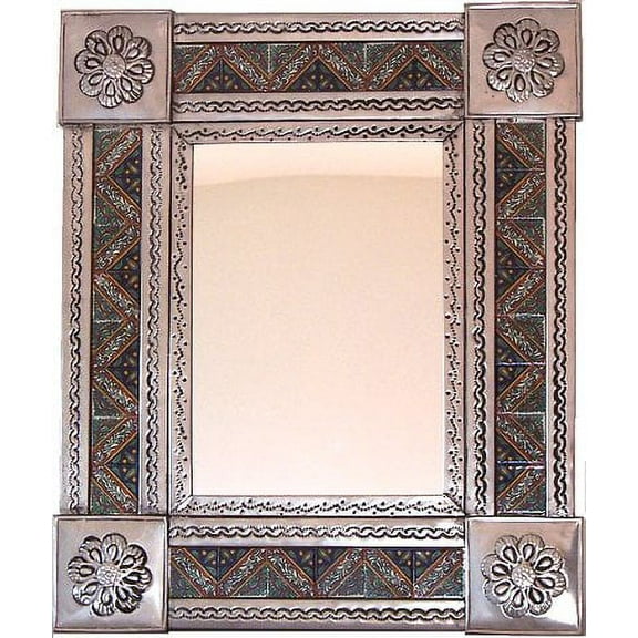 Small Silver Morelia Tile Talavera Tin Mirror