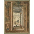 thumbnail image 2 of Hubert Robert 15x18 Gold Ornate Wood Frame and Double Matted Museum Art Print Titled - View of the Campidoglio with the Statue of Marcus Aurelius (1762), 2 of 4