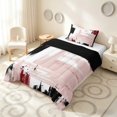 thumbnail image 2 of Manfei Vintage Oil Painting Twin Comforter Sets, Watercolor Brushstroke Bedding Set, Pink, Red and Black, Black Reversible 2-Piece, 1 Comforter and 1 Pillowcase, 2 of 6