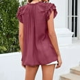 thumbnail image 7 of yillto Womens Dressy Casual Tops Ruffle Short Sleeve V Neck Shirts Elegant Business Work Office Blouse, 7 of 7