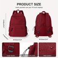 thumbnail image 1 of Mochila preppy minimalista de color sólido, mochila escolar con cremallera que combina con todo, mochila de almacenamiento de viaje para mujer, 1 of 4