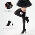 thumbnail image 2 of Women's Satin Bows Thigh High Stockings Hold-ups Snag-Resistant Knee High Long Socks, 2 of 12