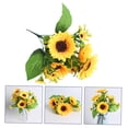 thumbnail image 4 of UPOUART 1Ud Ramo De Girasoles Artificiales En Tela Para De Hogar Y Oficina Amarillo, 4 of 8