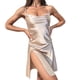 thumbnail image 1 of Gibobby Camisón de Lactancia y Maternidad para Mujer Día de San Valentín Vestido sexi con tirantes y abertura, camisón seda imitación para mujer, pijama con tirantes Halter (Oro Rosa,G), 1 of 5