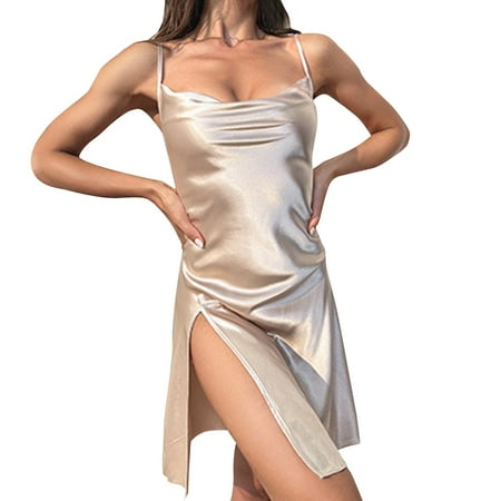 CZSCPDAW Lingerie For Women Sexy Lace Plus Size Underwear Pajamas Women s Robe Lingerie Mesh Nightgown Sexy Slit Suspender Dress Silk Nightdress Womens Home Suspender Pajamas