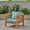 Pecan+Blue, variant on Euroco Outdoor Acacia Wood Club Chair with Waterproof Cushions, Mid-Century Modern Patio Lounge Chair for Backyard, Porch, or Garden