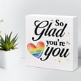 thumbnail image 6 of Zomyto 7x7 Inch So Glad You're You Rainbow Heart Wooden Box Sign Decor Desk Sign,Inspirational Affirmation Wooden Box Block Sign, 6 of 7
