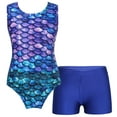 thumbnail image 6 of DPOIS Little Big Girls Mermaid Gymnastics Leotard Shorts Outfit, 6 of 6