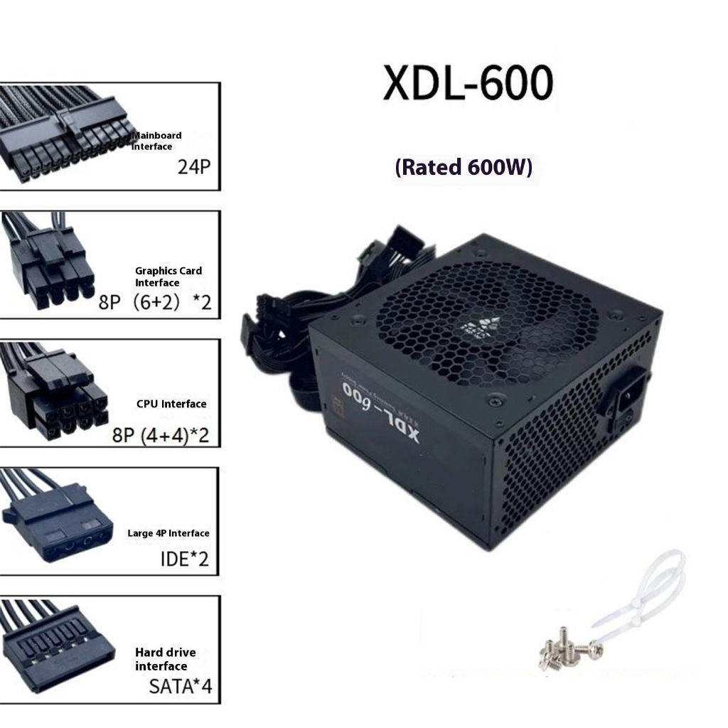600W Mining PC Power Supply Computer Mining Double GPU Graphics 24Pin Power For Gaming Servers Accessories