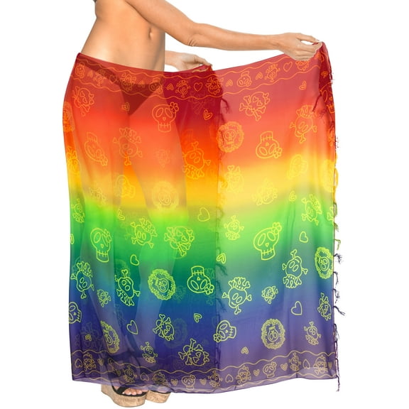 HAPPY BAY Chiffon Summer Costumes Cover up Wrap Bikini Wraps Beach Sarong Wrap Sheer Skirts for Women One Size Colorful Multi_Z78