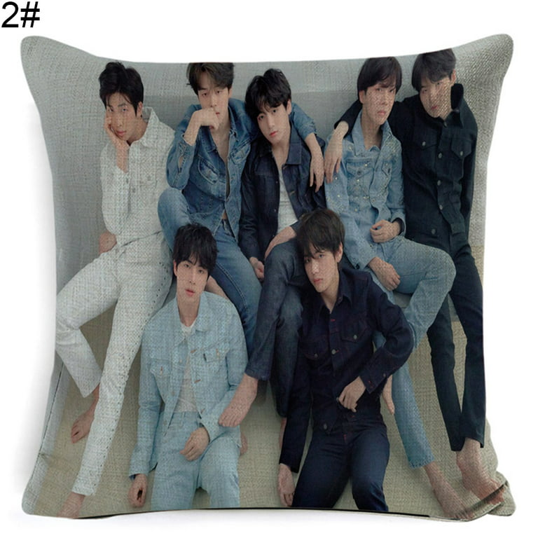 LIWEN KPOP BTS Member Photo Pillow Case Cushion Cover Home Office Sofa Bed  Decor 