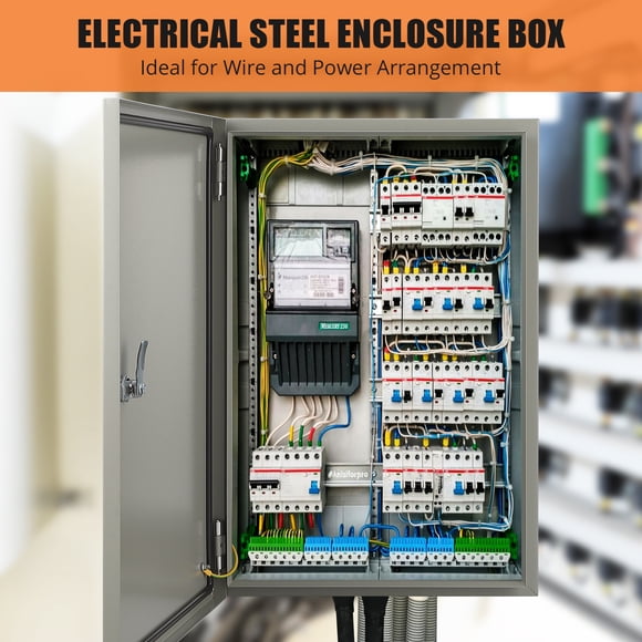 Heavy Duty Outdoor Steel Junction Box, IP66 Waterproof Electrical Enclosure with Hinged Door, Lock and Removable Inner Plate, Two Sizes 16x16x8" & 24x16x10"