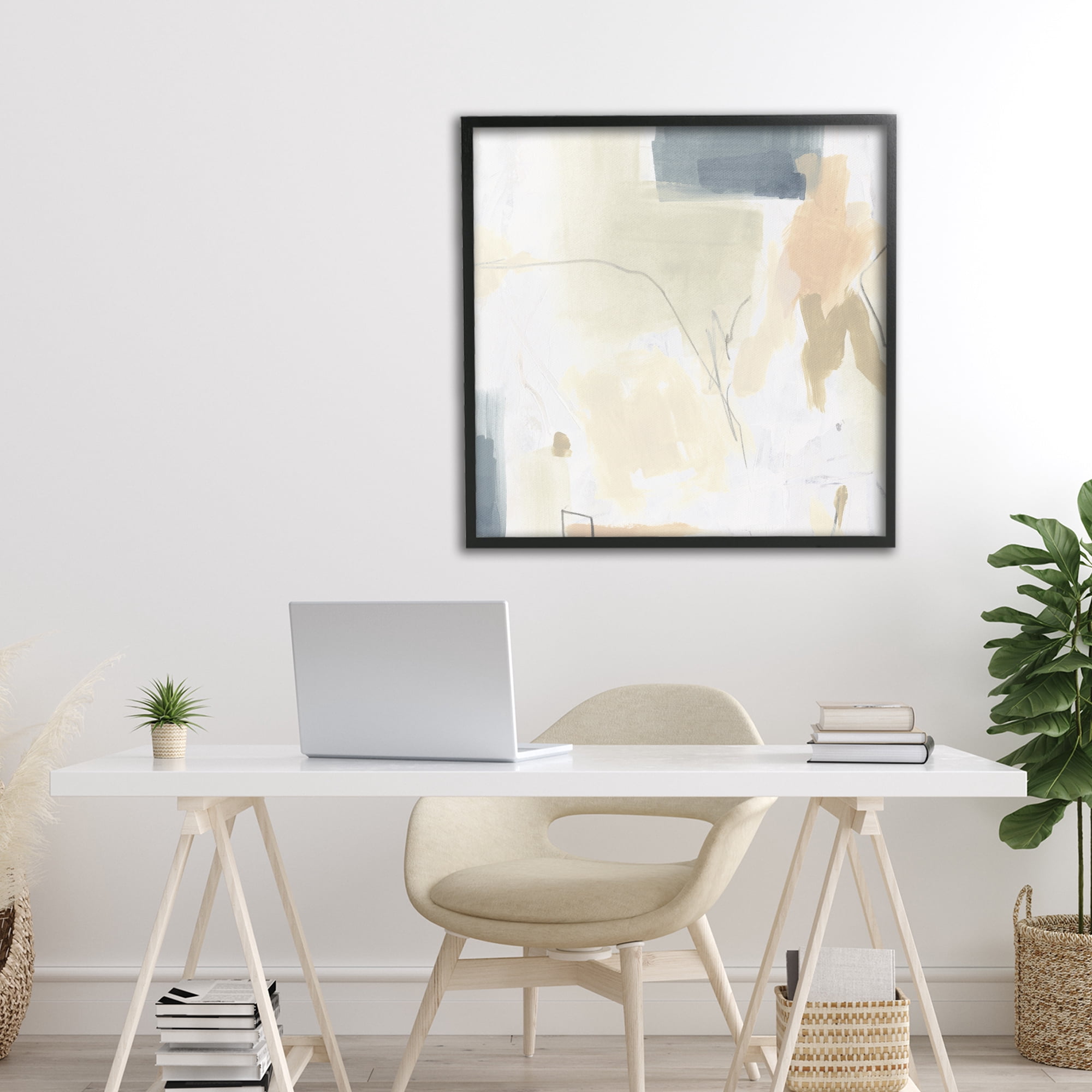 Stupell Industries Plaster Line Abstract Black Framed Giclee Art, design by June Erica Vess