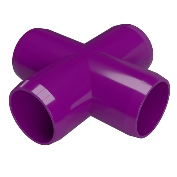 FORMUFIT F001CRX-PU-4 Cross PVC Fitting, Furniture Grade, 1" Size, Purple, 4-Pack