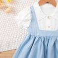 thumbnail image 6 of Amidoa Girl Dresses Puff sleeves A-Line Dress Casual Summer Sundress for Kids Blue Size 5T, 6 of 8