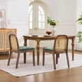 thumbnail image 4 of Mid Century Modern Rattan Dining Chairs Set of 2, Upholstered Dining Chairs with Woven Cane Back, Solid Wood Kitchen & Dining Room Side Chairs, Farmhouse Accent Chairs, Walnut Finish, Olive Green, 4 of 8