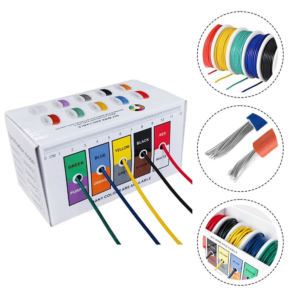 5 Roll Stranded Wire Spool-Flexible Pvc Tinned Copper Electronic Wire - 5 Colors 18Awg 5X5M