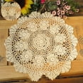 thumbnail image 4 of Crochet Flower Handmade Placemat Retro Hollow Round Table Mat Cotton Doilies, 4 of 5