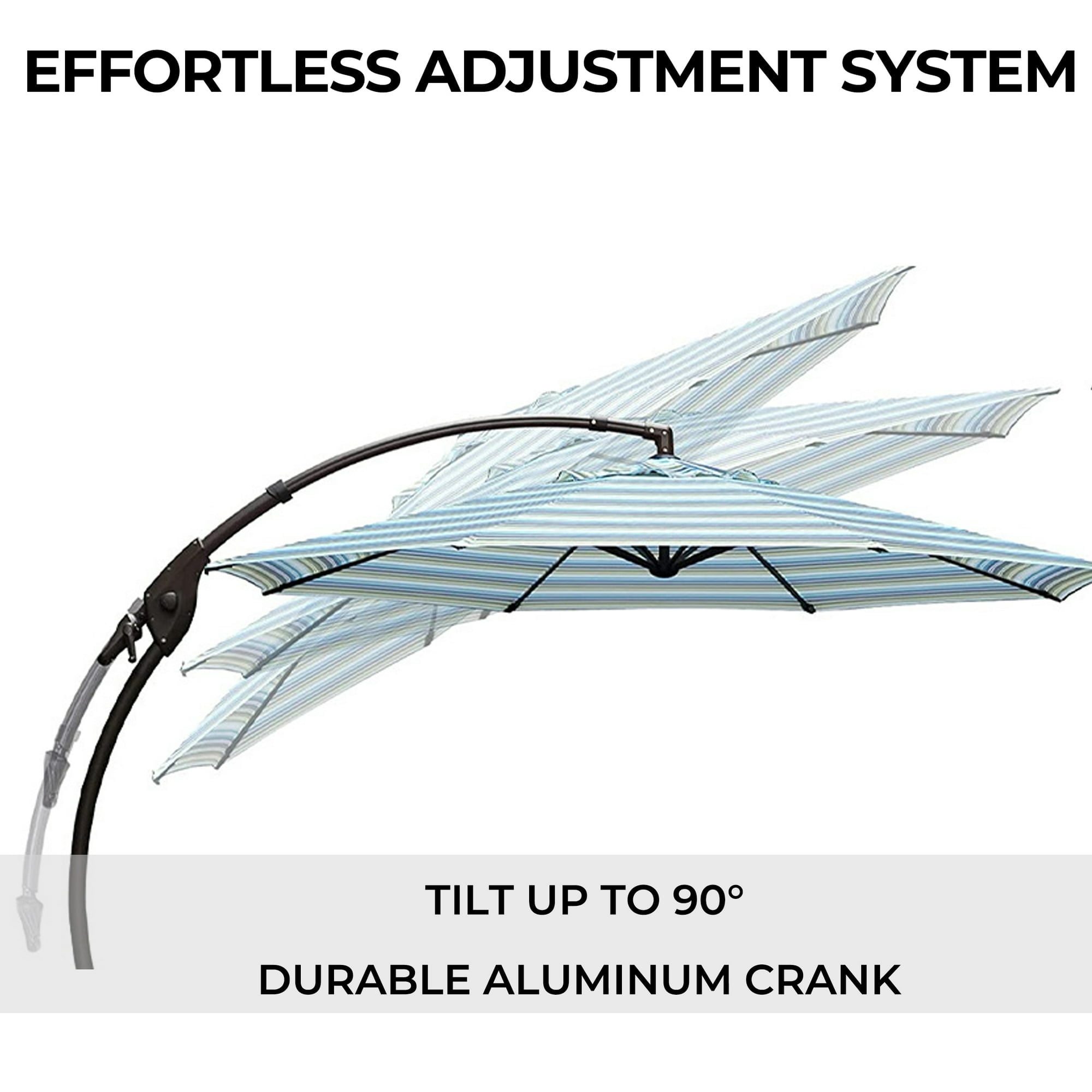 GRANDPATIO 11 Ft Outdoor Patio Umbrella with Base, Curved Offset Cantilever Umbrella for Patio Pool Deck,Stripes
