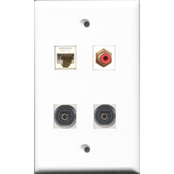 RiteAV 1 Port RCA Red 2 Port Toslink and 1 Port Cat6 Ethernet White Wall Plate