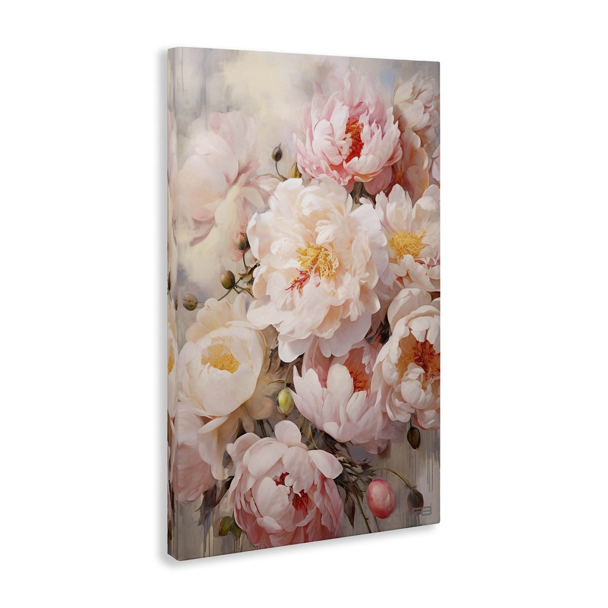 Stupell Industries Pink Peonies Collage Botanical & Floral Painting Gallery Wrapped Canvas Art Print Wall Art, 24 x 36