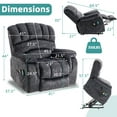 thumbnail image 5 of MEETWARM Large Power Lift Electric Recliner Chair with Massage and Heat, Overstuffed Wide Recliner for Elderly Big People, Plush Fabric Recliners with 2 Remote Controls, USB Ports, Side Pockets（Gray）, 5 of 8