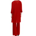 thumbnail image 4 of 2 Piece Sets for Women Fall Plus Womens Two Piece Outfits Fall Dressy Women's Color Long Sleeved Round Neck Loose Lace Chiffon Pants Cape Three Piece Set Including Cardigan, 4 of 6
