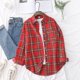 thumbnail image 1 of Camisa informal a cuadros para mujer, blusa holgada de manga larga, ropa de Boutique, novedad de otoño, 2023, 1 of 4