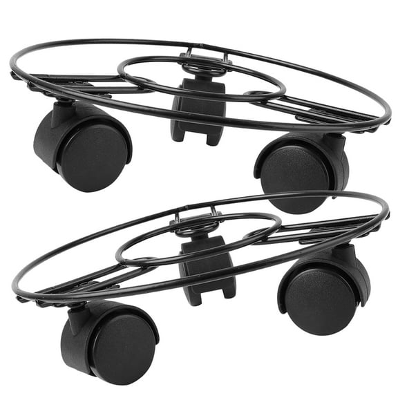 PartyKindom Rolling Plant Stand with Metal Frame Black for Indoor Use 2Pcs