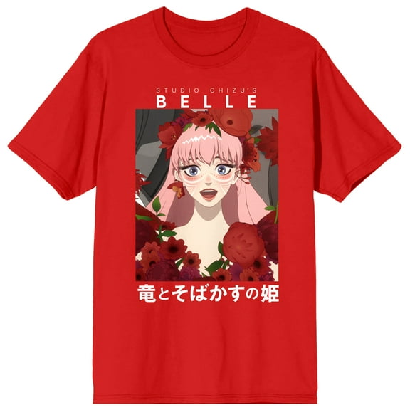 Belle Poster Art Crew Neck Short Sleeve Red Women's T-shirt-Medium