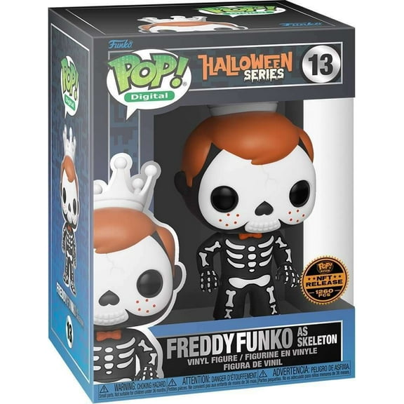Funko POP! Digital Halloween Series Freddy Funko as Skeleton NFT Release LE1260 with Hard Stack POP Protector