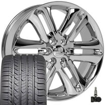 OE Wheels FR76 22 Inch Rims and Tires Fit F-150 Style 6x135 22x9 Chrome - Hollander 3918 - Eagle Sport AS 285/45-22 (Set of 4)