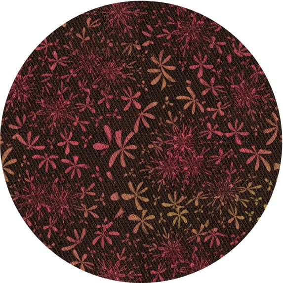 Ahgly Company Machine Washable Indoor Round Transitional Chocolate Brown Area Rugs, 8' Round