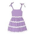 thumbnail image 4 of eczipvz Girl's Easter Dress Summer Dresses Smocked Flutter Sleeve A-Line Sundresses Swing Mini Casual Party Dresses Size 3-14 Years Purple,13-14 Years, 4 of 4