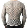 thumbnail image 6 of Puntoco Men's Mesh Shirts Fishnet Tank Top T-Shirts See Through Sexy Round Neck Sexy Muscle Crop Tee Gray 4(S), 6 of 6
