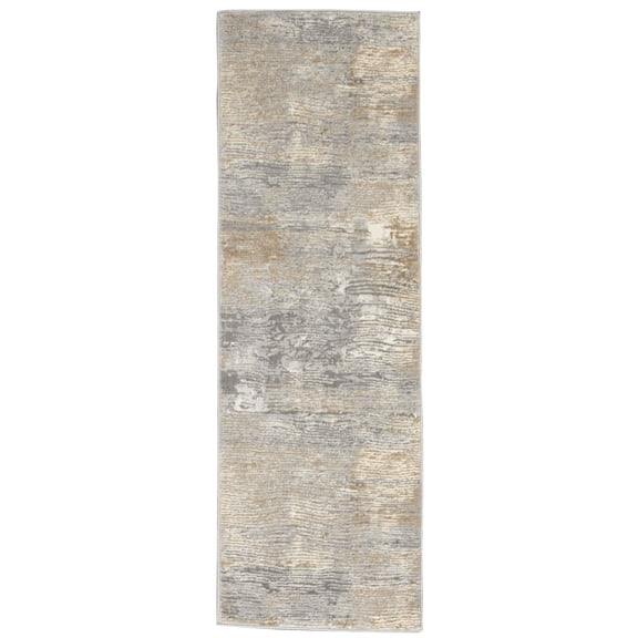 Nourison Solace Abstract Grey/Beige 2'3" x 7'3" Area Rug, (2x7)