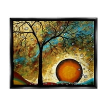 Stupell Industries Boho Tree Scenery Abstract Painting Black Floater Framed Art Print Wall Art, 31 x 25