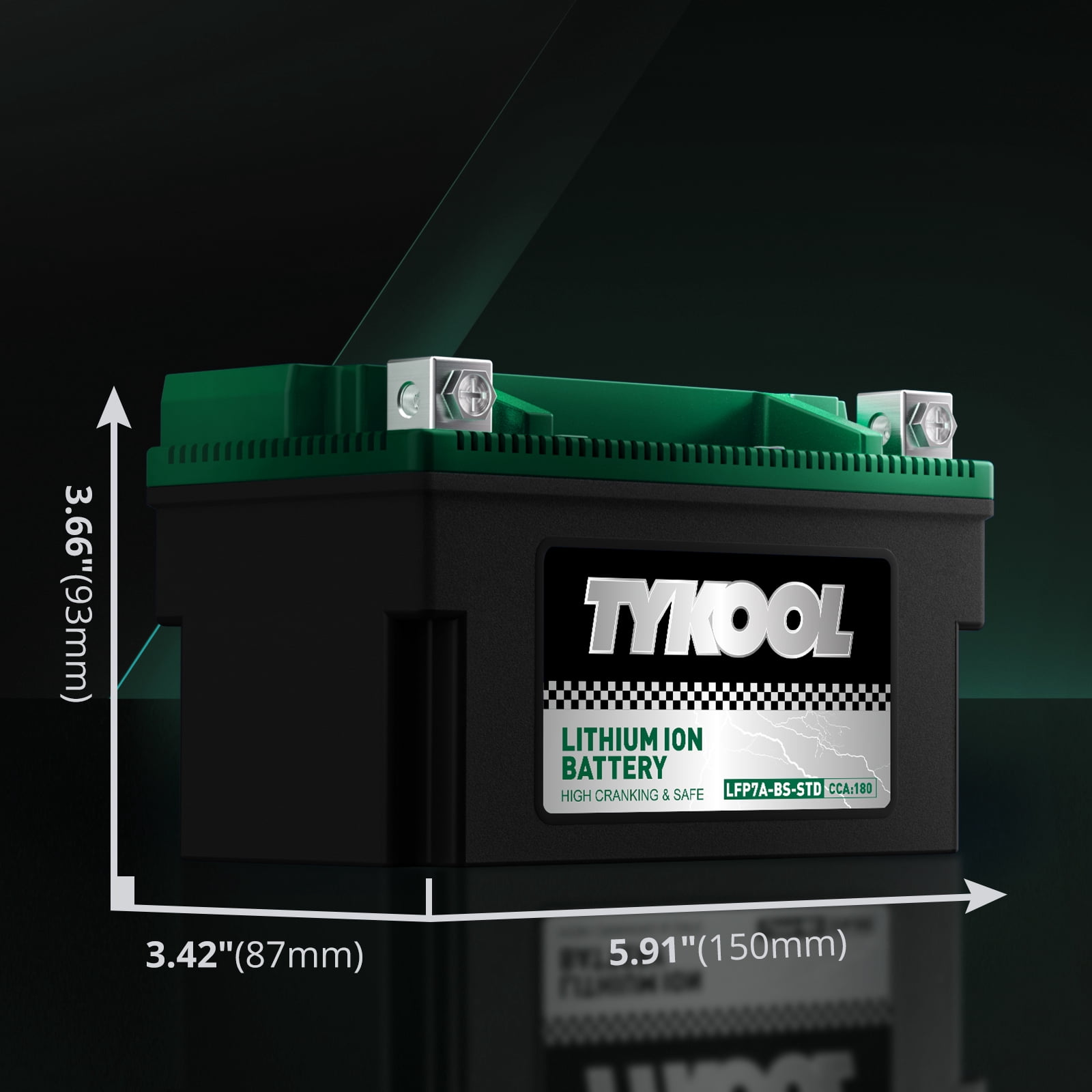 YTX7A-BS Lithium LiFePO4 Motorcycle Battery, 180CCA 12.8V 3Ah,Powersports Battery,for ATV,4 wheeler,quad,dirt bike,Generator,Scooter,Lawn Mower