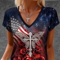 thumbnail image 4 of Levmjia Top For Women Letter Printed Patriotic T Shirt 250th Anniversary Graphic Casual Short Sleeve V Neck Blouse Soft Breathable Polyester, 4 of 5