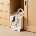 thumbnail image 6 of Wall Mounted Laundry Basket, Large Capacity Foldable Dirty Clothes Storage Bin, Space Saving Laundry Hamper for Bathroom, Beige S, 6 of 6