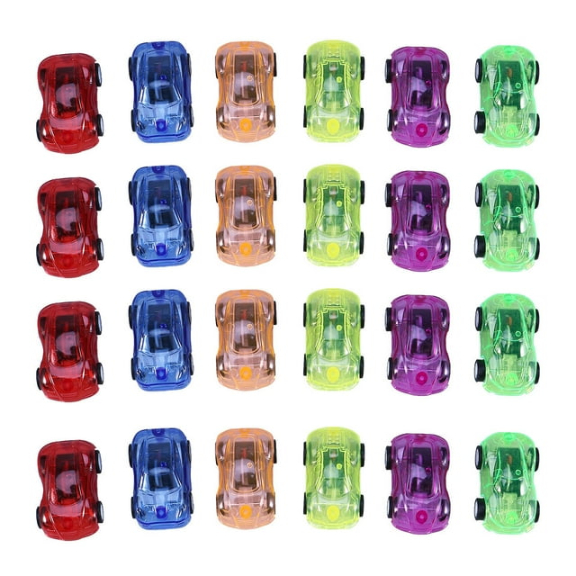 Shisuyan 24pcs Mini Pull Back Car Toys Transparent Push and Pull Back Vehicle Children Boy Gifts (Random Color)