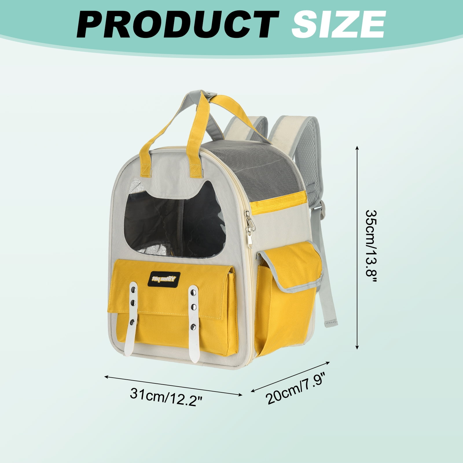 Cat Backpack Carrier, Breathable Pet Hiking Backpack Travel Bag for Cats or Small Dogs Yellow
