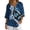 Blue Floral, variant on 3/4 Sleeve Imitation Linen-Like Blouse for Spring Daily Wear, Button Down Casual Women's Imitation Linen-Like Blouse Top, Cheetah Palm Toile Print, Size Medium