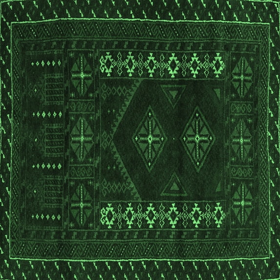 Ahgly Company Indoor Square Southwestern Emerald Green Country Area Rugs, 8' Square