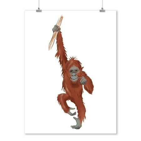 Carbon Lantern - Orangutan - Soft Cartoon - Lantern Press Artwork (9x12 Art Print, Wall Decor Travel Poster)