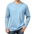 thumbnail image 5 of Atkumj Mens T Shirts Crewneck with Chest Pockets Versatile Solid Color Full T Shirts Casual Mens Long Sleeve Tops L, 5 of 7