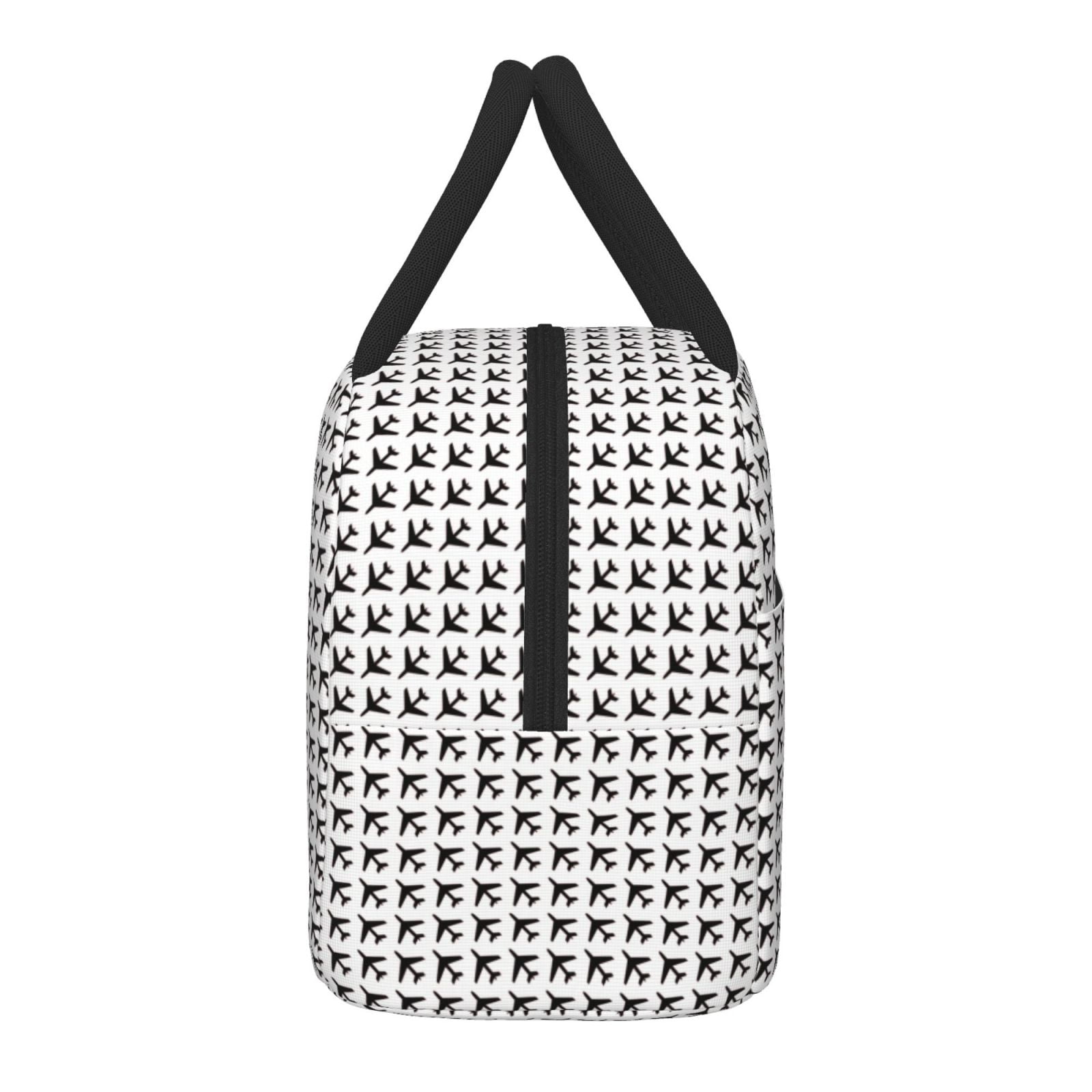 Logiee Airplane Print Lunch Bag for Women & Men,Adult Insulated Lunch Box,Food Lunch Containers,Reusable High Capacity Lunch Tote Bags for Work, Travel, Outdoor