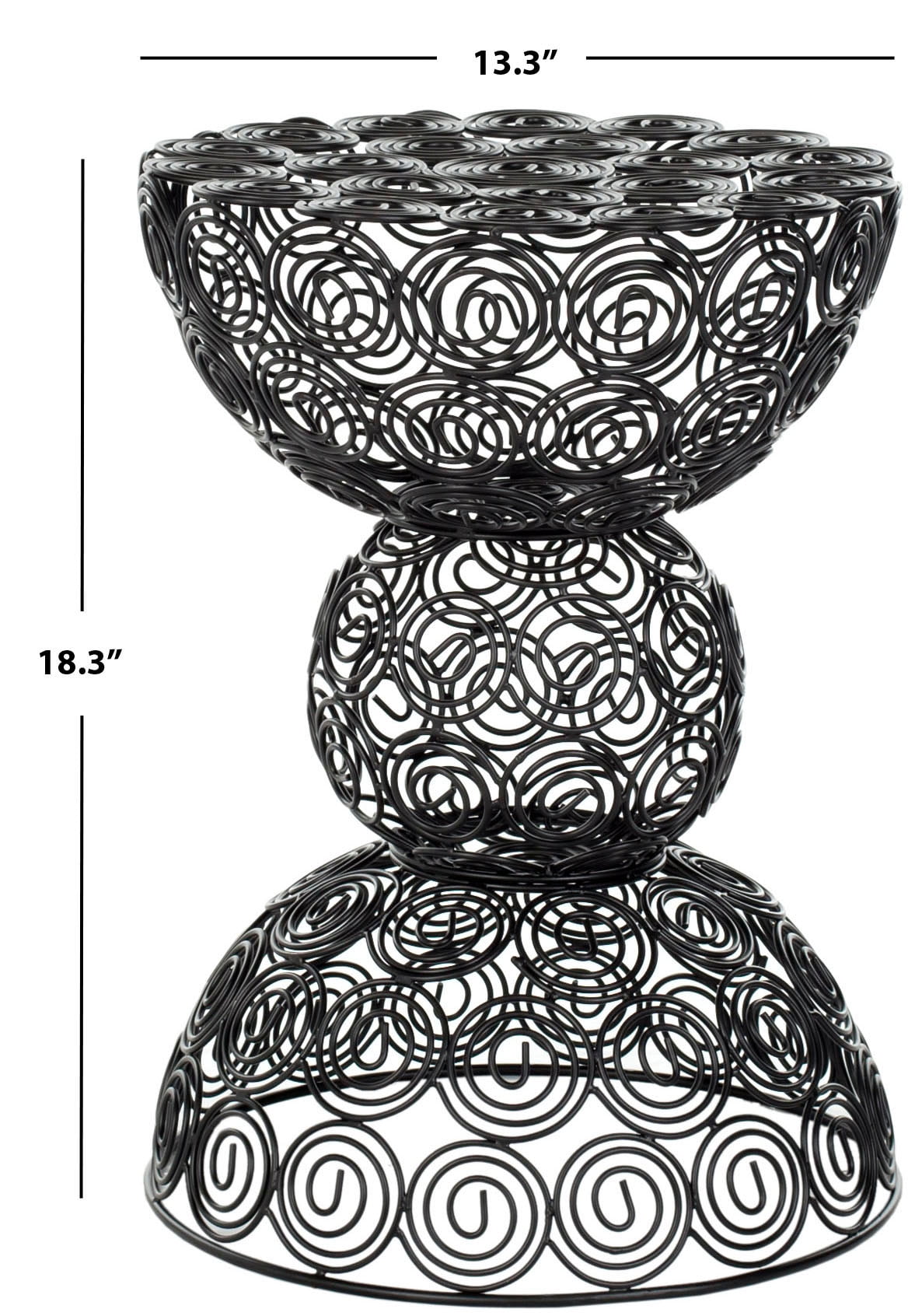 SAFAVIEH Leila 18.3 in. H Chic Polished Metal Iron Wire Stool, Black