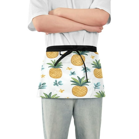 

Yayeee Waist Apron with Pockets for Cooking Waterproof Half Server Aprons Pineapple