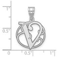 thumbnail image 2 of Small 925 Sterling Silver Rhodium Plated Fancy Script Letter V Initial Pendant Necklace 25.65x16.99mm Wide 0.68mm Thick, 2 of 2